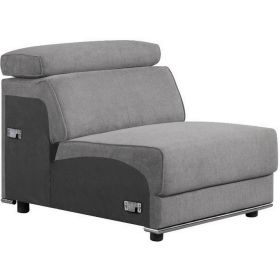 Fabric Upholstered Modular Armless Chair, Dark Gray