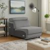 Fabric Upholstered Modular Armless Chair, Dark Gray