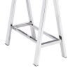 Writing Desk with MDF 2 Drawers and Metal Legs, White and Chrome