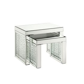 Accent Table with Mirrored Top and Faux Crystal Accent