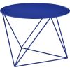 Accent Table with Open Geometric Base and Round Top, Blue