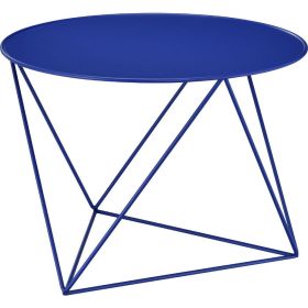 Accent Table with Open Geometric Base and Round Top, Blue
