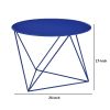 Accent Table with Open Geometric Base and Round Top, Blue
