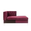 Chaise with Velvet Upholstery and Metal Legs, Red
