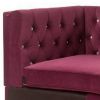 Chaise with Velvet Upholstery and Metal Legs, Red