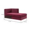 Chaise with Velvet Upholstery and Metal Legs, Red