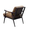 Accent Chair with Leatherette Seat and Tubular Frame, Brown