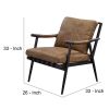 Accent Chair with Leatherette Seat and Tubular Frame, Brown