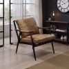 Accent Chair with Leatherette Seat and Tubular Frame, Brown