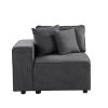 Modular Left Facing Chair with Loose Back Pillow, Gray