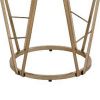 End Table with Glass Top and Geometric Frame, Black and Gold