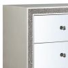 Nightstand with Mirrored Front 2 Drawers, Champagne Silver
