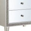 Nightstand with Mirrored Front 2 Drawers, Champagne Silver