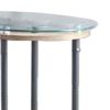 End Table with Round Glass Top and Metal Pipe Style Legs, Gray