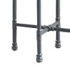 End Table with Round Glass Top and Metal Pipe Style Legs, Gray