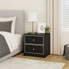 Accent Table with 2 Storage Drawers and Intricate Trimming, Black
