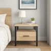 Accent Table with Metal Leg and 1 Tier Shelf, Brown and Black