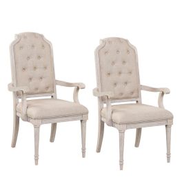 Arm Chair with Padded Seat and Button Tufts