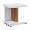 End Table with Open Bottom Parted Shelf, White and Brown