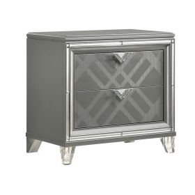 Nightstand with Embossed Pattern and Acrylic Legs, Gray