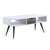 Coffee Table with Melamine Paper Veneer Top and 1 Drawer, White