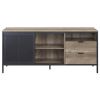 TV Stand with Metal Frame, Rustic Oak Brown and Black