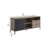 TV Stand with Metal Frame, Rustic Oak Brown and Black