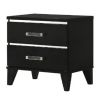 Nightstand with 2 Drawers and Metal Trim, Black