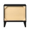 Nightstand with 2 Drawers and Metal Trim, Black