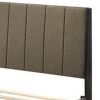 85 Inch Wood Queen Platform Bed, Channel Tufting, Taupe Brown Fabric