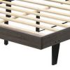 85 Inch Wood Queen Platform Bed, Channel Tufting, Taupe Brown Fabric