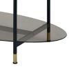 40 Inch 2 Piece Nesting Coffee Table, Faux Marble Top, Glass Shelf, Black