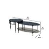 40 Inch 2 Piece Nesting Coffee Table, Faux Marble Top, Glass Shelf, Black