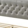 Elegant Queen Size Bed, LED Trim, Button Tufted Headboard, White