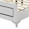 Elegant Queen Size Bed, LED Trim, Button Tufted Headboard, White