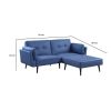 81 Inch Adjustable Sofa and Ottoman Set, Blue Fabric, Buttonless Tufting