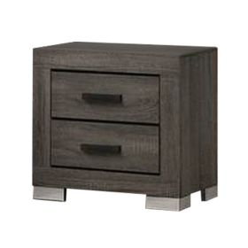 Lola 22 Inch Wood Nightstand with 2 Drawers, Metal Bar Handles, Dark Gray