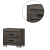 Lola 22 Inch Wood Nightstand with 2 Drawers, Metal Bar Handles, Dark Gray