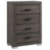 Lola 46 Inch Tall Dresser Chest, 4 Drawers, Metal Bar Handles, Dark Gray