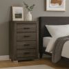 Lola 46 Inch Tall Dresser Chest, 4 Drawers, Metal Bar Handles, Dark Gray