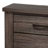 Soma 24 Inch Rustic 2 Drawer Nightstand, Sleek Metal Bar Handles, Oak Gray