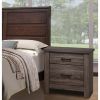 Soma 24 Inch Rustic 2 Drawer Nightstand, Sleek Metal Bar Handles, Oak Gray