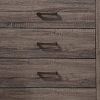 Soma 49 Inch Rustic 5 Drawer Tall Dresser Chest, Bar Handles, Oak Gray