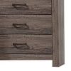Soma 49 Inch Rustic 5 Drawer Tall Dresser Chest, Bar Handles, Oak Gray