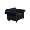 Rima 51 Inch Classic Accent Chair, Velvet Upholstery, Rolled Arms, Black