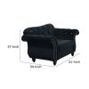 Rima 51 Inch Classic Accent Chair, Velvet Upholstery, Rolled Arms, Black