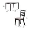 5 Piece Dining Set, Rectangular Table, 4 Chairs, Padded, Espresso Brown