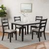 5 Piece Dining Set, Rectangular Table, 4 Chairs, Padded, Espresso Brown