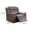 Oya 40 Inch Power Recliner Chair, Pull Tab Mechanism, Rich Brown Leather