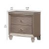 Jisoo 24 Inch Nightstand, 2 Drawers, Textured Drawer Panels, Gold Finish